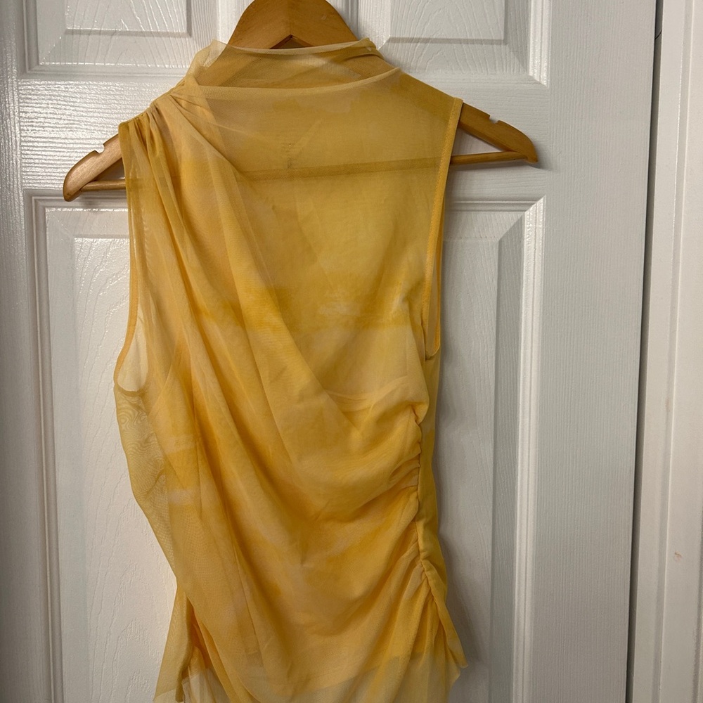 Zara Sheer Yellow Drape Blouse